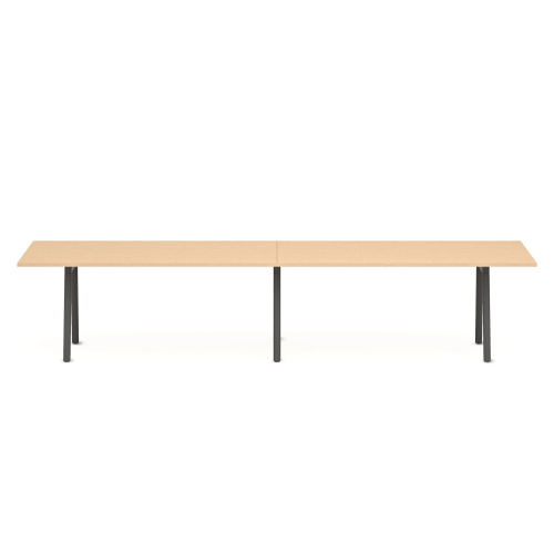 Poppin Series A - Conference Table 144 inch x 36 inch, Color Natural Oak, Charcoal Frame and Legs | Professional Use-1