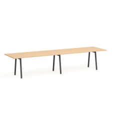 Poppin Series A - Conference Table 144 inch x 36 inch, Color Natural Oak, Charcoal Frame and Legs | Professional Use