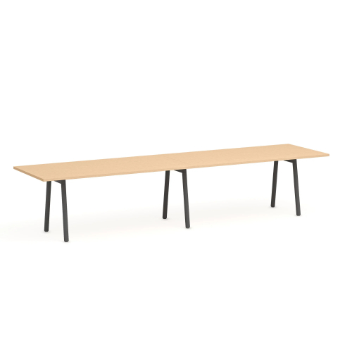 Poppin Series A - Conference Table 144 inch x 36 inch, Color Natural Oak, Charcoal Frame and Legs | Professional Use