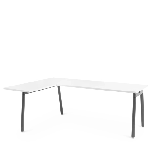Poppin Series A - Corner Desk, Left Handed, Color White on Charcoal Legs | Office & Study Rooms-1