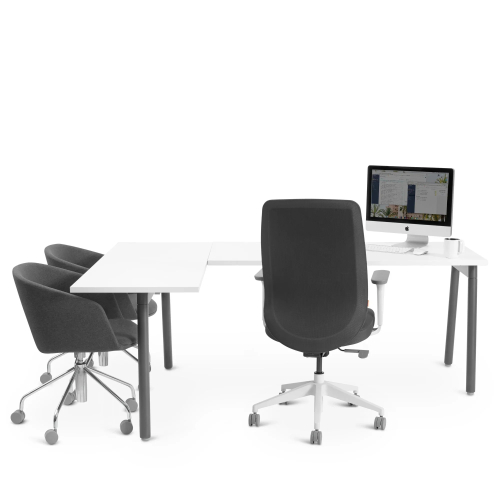 Poppin Series A - Corner Desk, Left Handed, Color White on Charcoal Legs | Office & Study Rooms-2