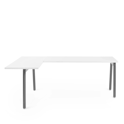 Poppin Series A - Corner Desk, Left Handed, Color White on Charcoal Legs | Office & Study Rooms