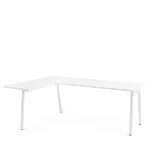 Poppin Series A - Corner Desk, Left Handed, Color White on White Legs | Multi-Purpose Workstation-1