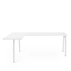 Poppin Series A - Corner Desk, Left Handed, Color White on White Legs | Multi-Purpose Workstation