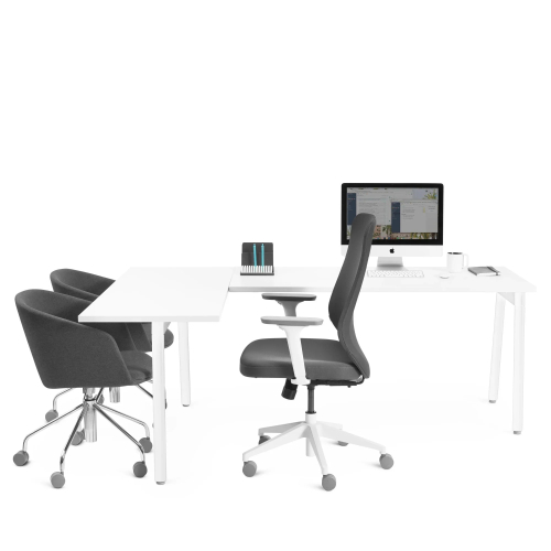 Poppin Series A - Corner Desk, Left Handed, Color White on White Legs | Multi-Purpose Workstation-3