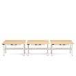 Poppin Series L 3S - Adjustable Height Double Desk for 6, 57 inch, Color Natural Oak, White Frame and Legs | Home Office & Corporate Use-1