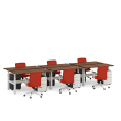 Poppin Series L 3S - Adjustable Height Double Desk for 6, 57 inch, Color Walnut, White Frame and Legs | Office & Remote Work-2
