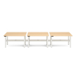 Poppin Series L 3S - Adjustable Height Double Desk for 6, 47 inch, Color Natural Oak, White Frame and Legs | Office Environments-1