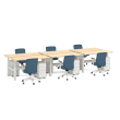 Poppin Series L 3S - Adjustable Height Double Desk for 6, 47 inch, Color Natural Oak, White Frame and Legs | Office Environments-2