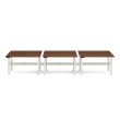 Poppin Series L 3S - Adjustable Height Double Desk for 6, 47 inch, Color Walnut, White Frame and Legs | Ergonomic Offices-1