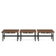 Poppin Series L 3S - Adjustable Height Double Desk for 6, 57 inch, Color Walnut, Charcoal Frame and Legs | Workspaces-1