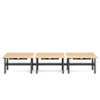 Poppin Series L 3S - Adjustable Height Double Desk for 6, 57 inch, Color Natural Oak, Charcoal Frame and Legs | Offices-1