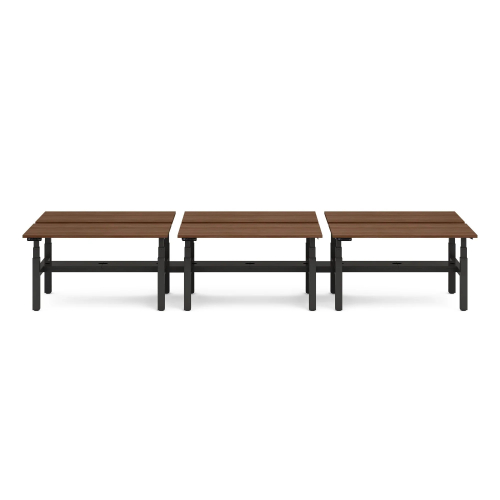 Poppin Series L 3S - Adjustable Height Double Desk for 6, 47 inch, Color Walnut,, Charcoal Frame and Legs | Smooth Height Control-1