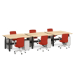 Poppin Series L 3S - Adjustable Height Double Desk for 6, 47 inch, Color Natural Oak, Charcoal Frame and Legs | Corporate Use-2