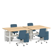 Poppin Series L 3S - Adjustable Height Double Desk for 4, 57 inch, Color Natural Oak, White Frame and Legs | Home Office & Corporate Use-2