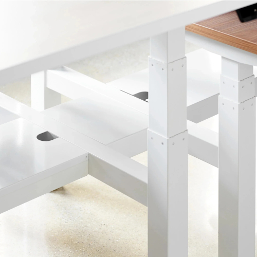 Poppin Series L 3S - Adjustable Height Double Desk for 4, 57 inch, Color White, White Frame and Legs | Ergonomic Workspaces-2