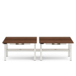 Poppin Series L 3S - Adjustable Height Double Desk for 4, 57 inch, Color Walnut, White Frame and Legs | Office & Remote Work-1