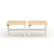 Poppin Series L 3S - Adjustable Height Double Desk for 4, 47 inch, Color Natural Oak, White Frame and Legs | Office Environments-1