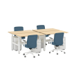 Poppin Series L 3S - Adjustable Height Double Desk for 4, 47 inch, Color Natural Oak, White Frame and Legs | Office Environments-2