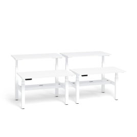 Poppin Series L 3S - Adjustable Height Double Desk for 4, 47 inch, Color White, White Frame and Legs | Home & Office