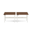 Poppin Series L 3S - Adjustable Height Double Desk for 4, 47 inch, Color Walnut, White Frame and Legs | Ergonomic Offices-1