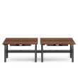 Poppin Series L 3S - Adjustable Height Double Desk for 4, 57 inch, Color Walnut,, Charcoal Frame and Legs | Workspaces-1