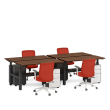 Poppin Series L 3S - Adjustable Height Double Desk for 4, 57 inch, Color Walnut,, Charcoal Frame and Legs | Workspaces-2