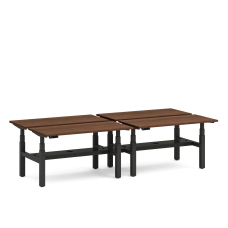 Poppin Series L 3S - Adjustable Height Double Desk for 4, 57 inch, Color Walnut,, Charcoal Frame and Legs | Workspaces