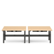 Poppin Series L 3S - Adjustable Height Double Desk for 4, 57 inch, Color Natural Oak, Charcoal Frame and Legs | Offices-1
