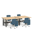 Poppin Series L 3S - Adjustable Height Double Desk for 4, 57 inch, Color Natural Oak, Charcoal Frame and Legs | Offices-2