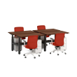 Poppin Series L 3S - Adjustable Height Double Desk for 4, 47 inch, Color Walnut, Charcoal Frame and Legs | Smooth Height Control-2