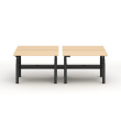 Poppin Series L 3S - Adjustable Height Double Desk for 4, 47 inch, Color Natural Oak, Charcoal Frame and Legs | Corporate Use-1
