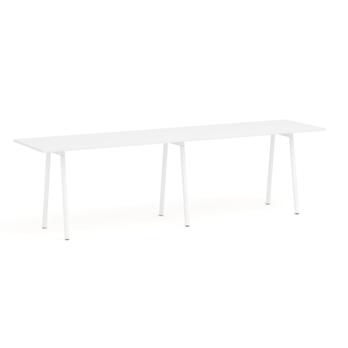 Poppin Series A - Standing Table 144 inch x 36 inch, Color White, White Frameand Legs | Management Offices