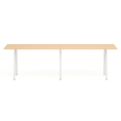 Poppin Series A - Standing Table 144 inch x 36 inch, Color Natural Oak, White Frame and Legs | Corporate Offices-1