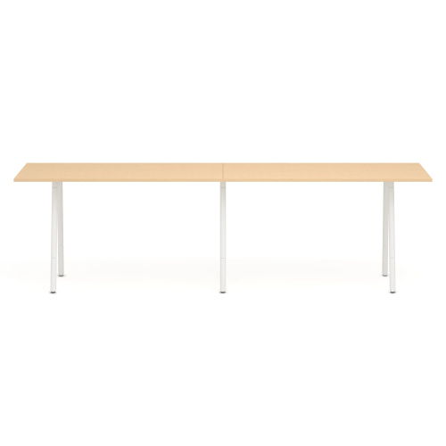 Poppin Series A - Standing Table 144 inch x 36 inch, Color Natural Oak, White Frame and Legs | Corporate Offices-1