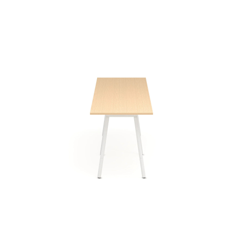 Poppin Series A - Standing Table 144 inch x 36 inch, Color Natural Oak, White Frame and Legs | Corporate Offices-2