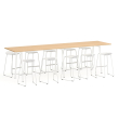 Poppin Series A - Standing Table 144 inch x 36 inch, Color Natural Oak, White Frame and Legs | Corporate Offices-4