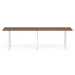 Poppin Series A - Standing Table 144 inch x 36 inch, Color Walnut, White Frame and Legs | Corporate Environments-1