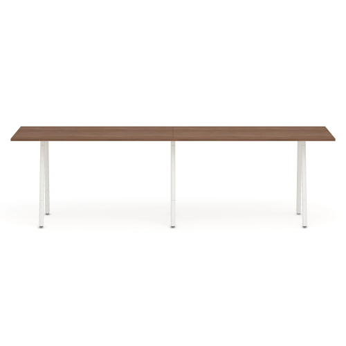Poppin Series A - Standing Table 144 inch x 36 inch, Color Walnut, White Frame and Legs | Corporate Environments-1
