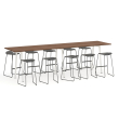Poppin Series A - Standing Table 144 inch x 36 inch, Color Walnut, White Frame and Legs | Corporate Environments-4