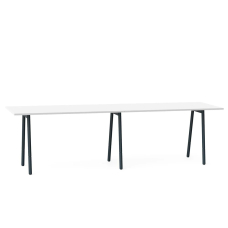 Poppin Series A - Standing Table 144 inch x 36 inch, Color White, Charcoal Frame and Legs | Corporate Offices