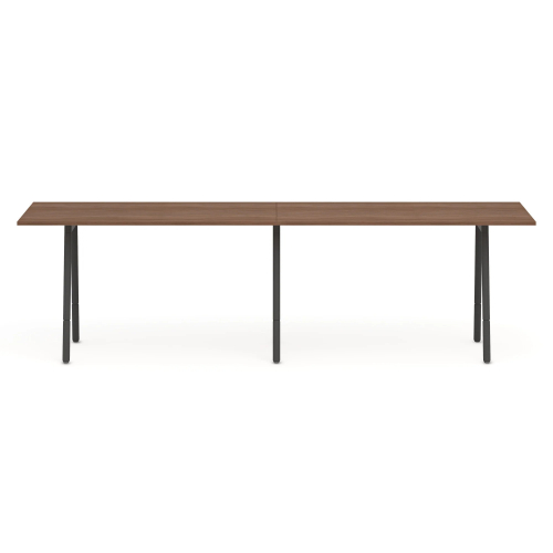 Poppin Series A - Standing Table 144 inch x 36 inch, Color Walnut, Charcoal Frame and Legs | Professional Workspace-1