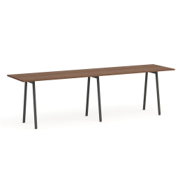 Poppin Series A - Standing Table 144 inch x 36 inch, Color Walnut, Charcoal Frame and Legs | Professional Workspace
