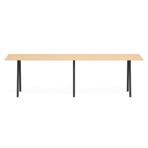 Poppin Series A - Standing Table 144 inch x 36 inch, Color Natural Oak, Charcoal Frame and Legs | Professional Use-1