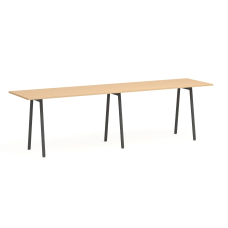 Poppin Series A - Standing Table 144 inch x 36 inch, Color Natural Oak, Charcoal Frame and Legs | Professional Use