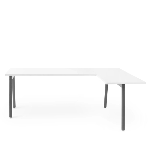 Poppin Series A - Corner Desk, Right Handed, Color White on Charcoal Legs | Space-Saving Design-1