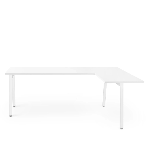 Poppin Series A - Corner Desk, Right Handed, Color White on White Legs | Home & Office Use-1