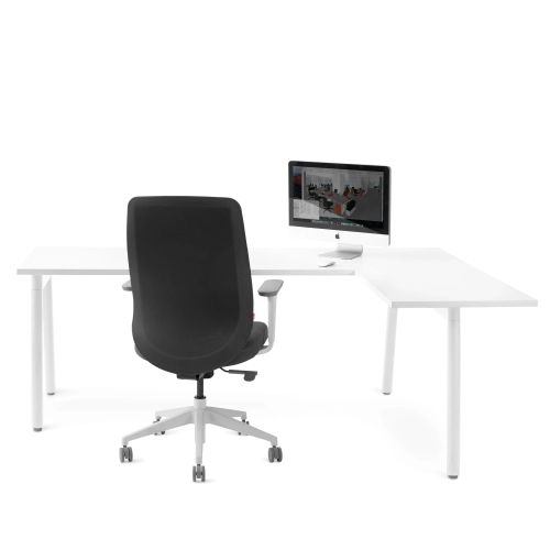 Poppin Series A - Corner Desk, Right Handed, Color White on White Legs | Home & Office Use-2
