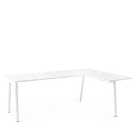 Poppin Series A - Corner Desk, Right Handed, Color White on White Legs | Home & Office Use