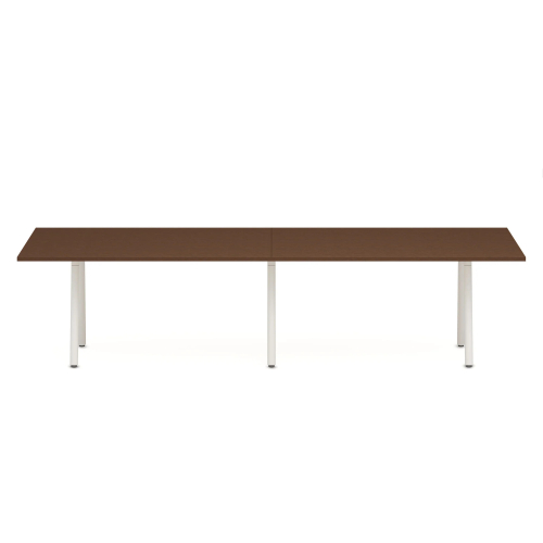 Poppin Series A - Conference Table 124 inch x 42 inch, Color Walnut, White Frame and Legs | Corporate Environments-1